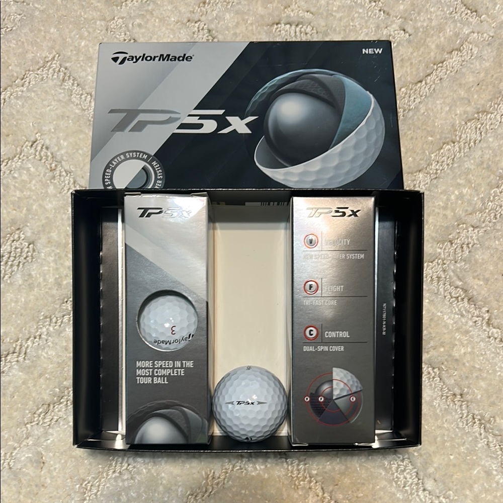 6 NEW TaylorMade TP5x Golf Balls with Advanced Design